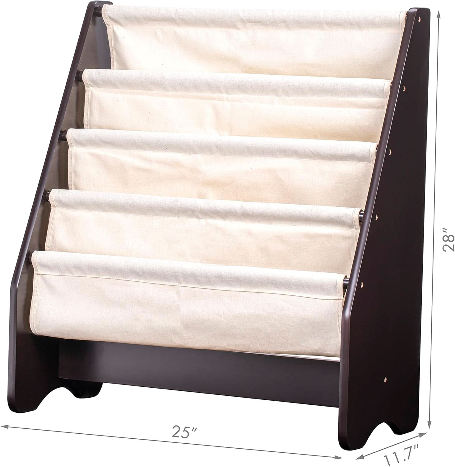 Kids Sling Bookshelf Espresso With Magazine Rack Organizer For Kids Room