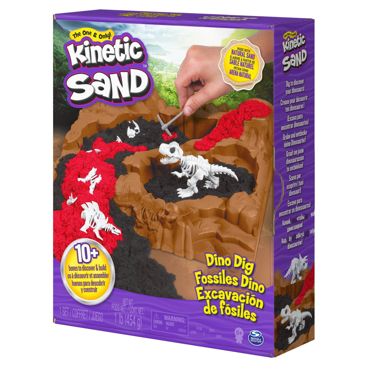 Kinetic Sand Dino Dig Playset with 10 Hidden Dinosaur Bones