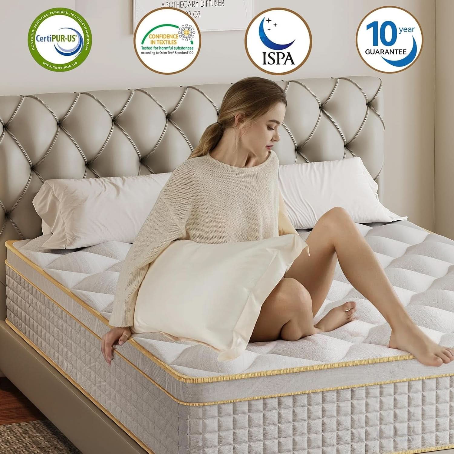 King Hybrid Mattress Twelve Inches CertipurUS Memory Foam