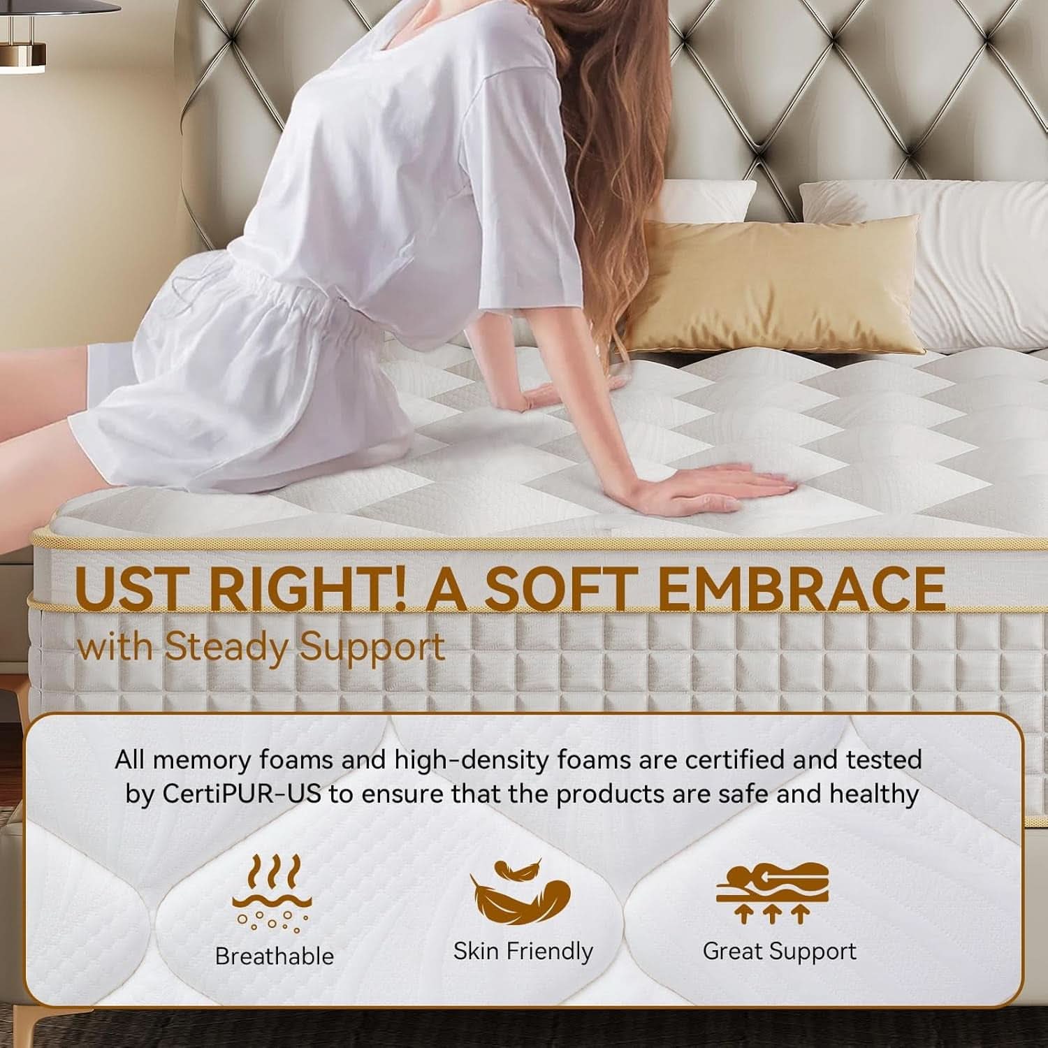 King Hybrid Mattress Twelve Inches CertipurUS Memory Foam