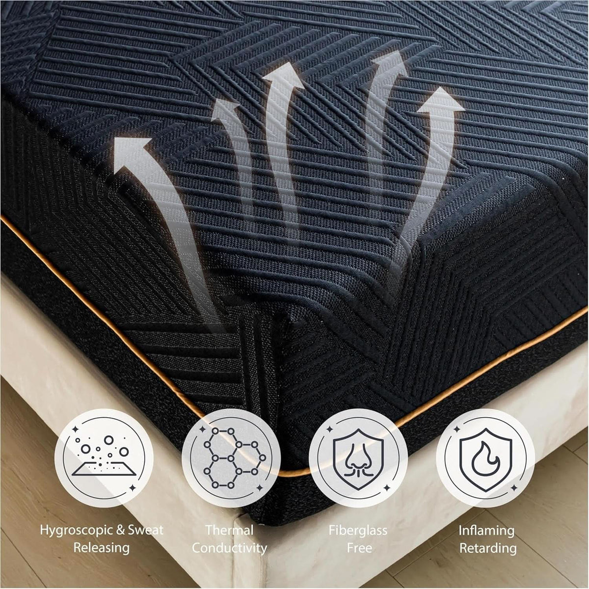 King Memory Foam Mattress Black FourteenInch Cooling Cover