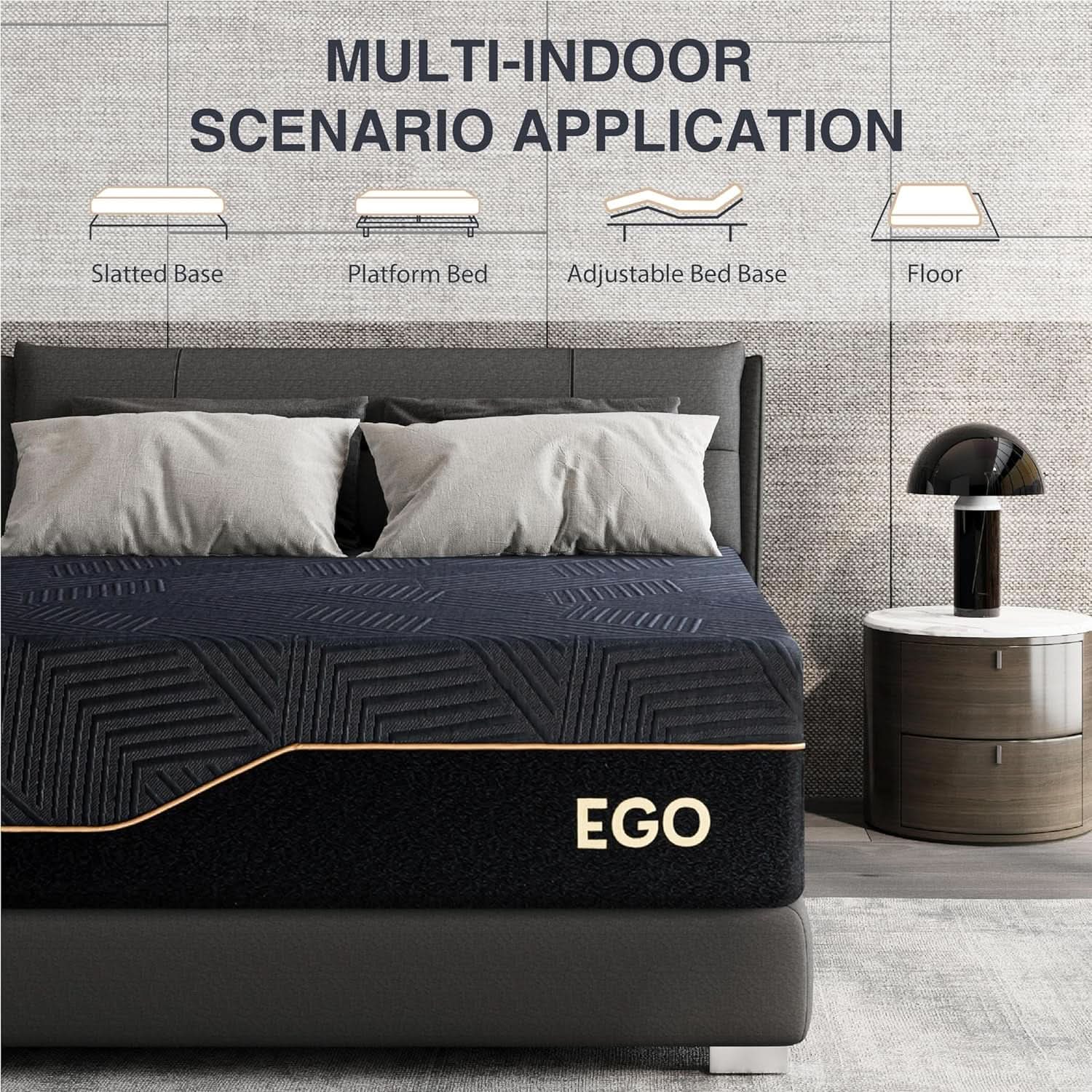 King Memory Foam Mattress Black FourteenInch Cooling Cover