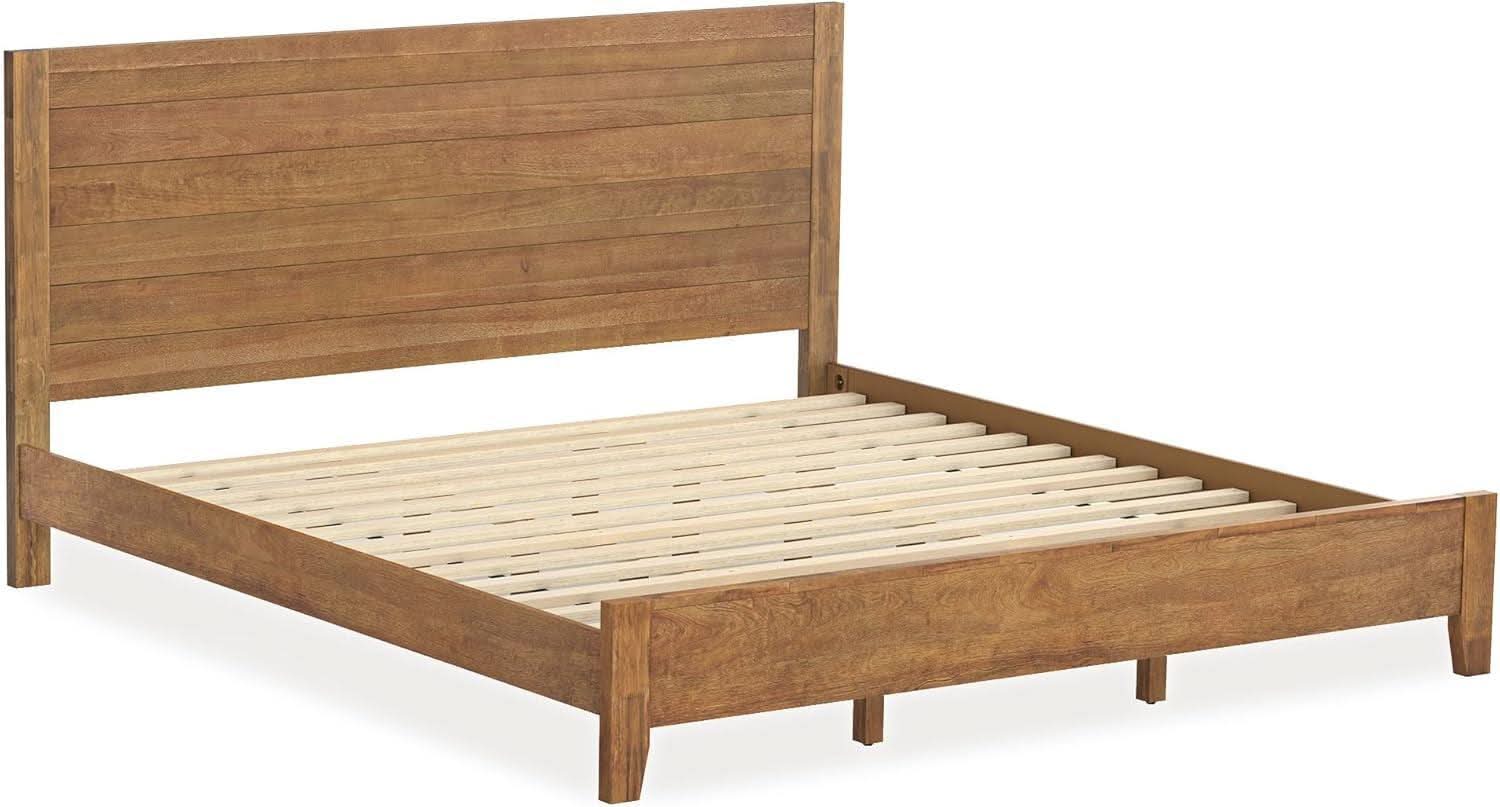 King Size Acacia Wood Platform Bed Frame With Headboard