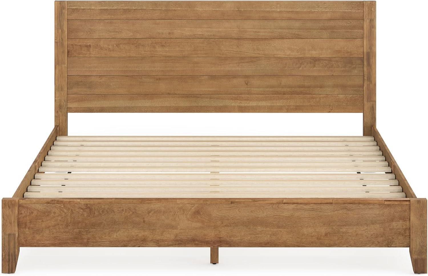 King Size Acacia Wood Platform Bed Frame With Headboard