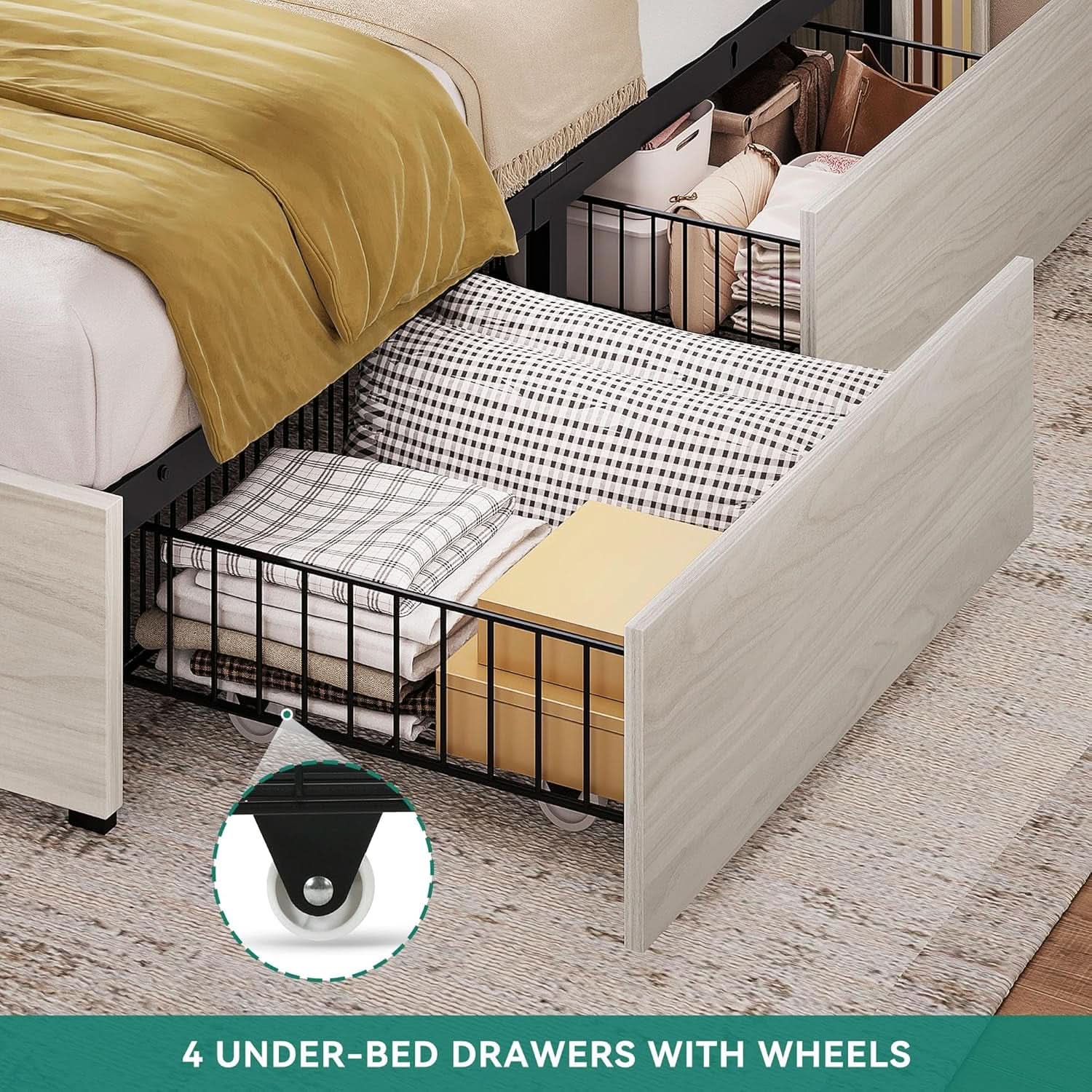King Size Bed Frame Antique White With Bookcase Headboard