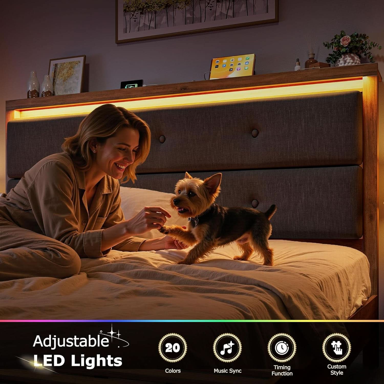 King Size Bed Frame With Integrated Charging Station