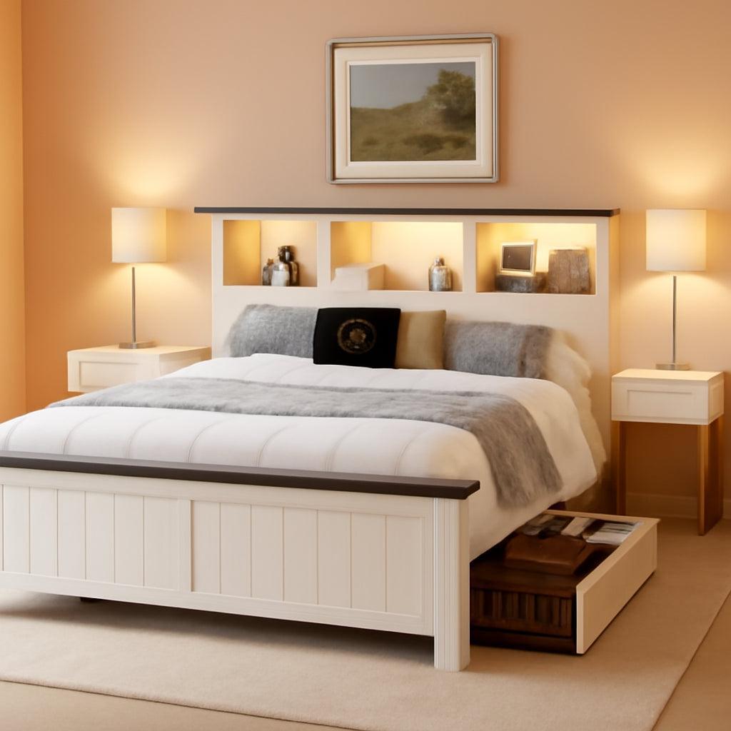 King Size Bed Frame With Storage Drawers And LED Charging Station