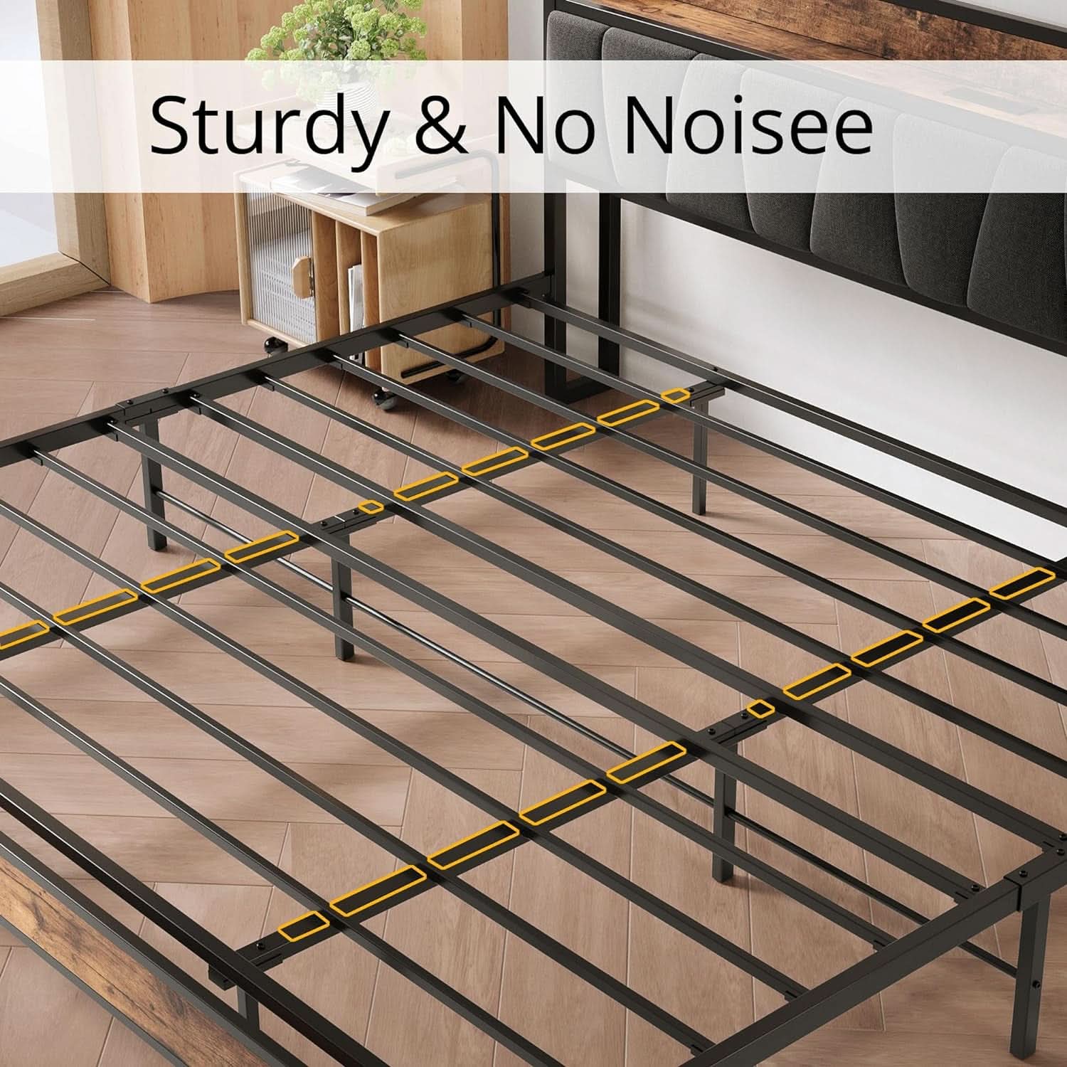 King Size Bed Frame With Storage Headboard And USB Charging Ports