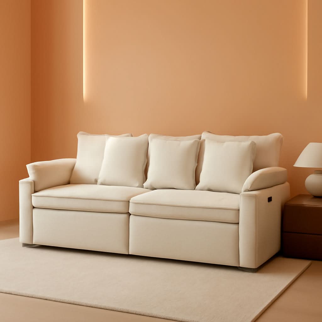 King Size Beige Ultra Luxurious Sleeper Sofa USB Ports Pro