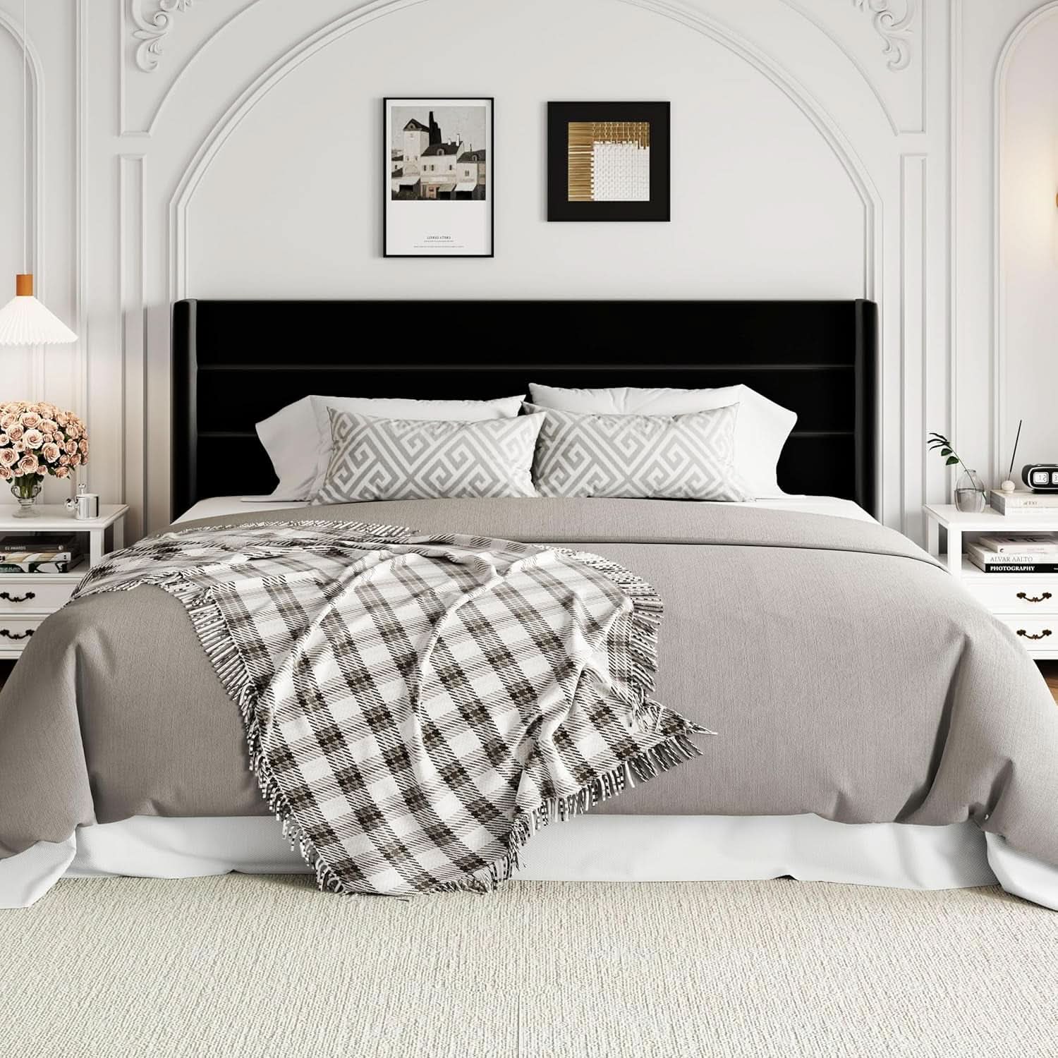 King Size Black Velvet Storage Bed With Hydraulic Lift
