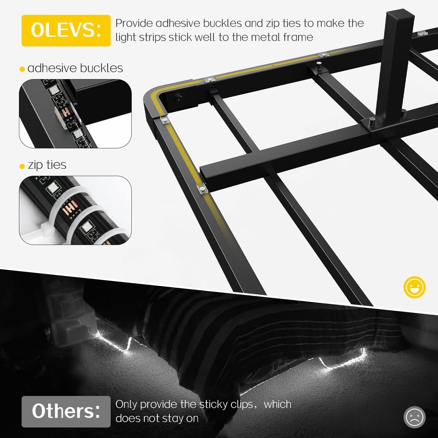 King Size Floating Bed Frame With Integrated LED Lighting