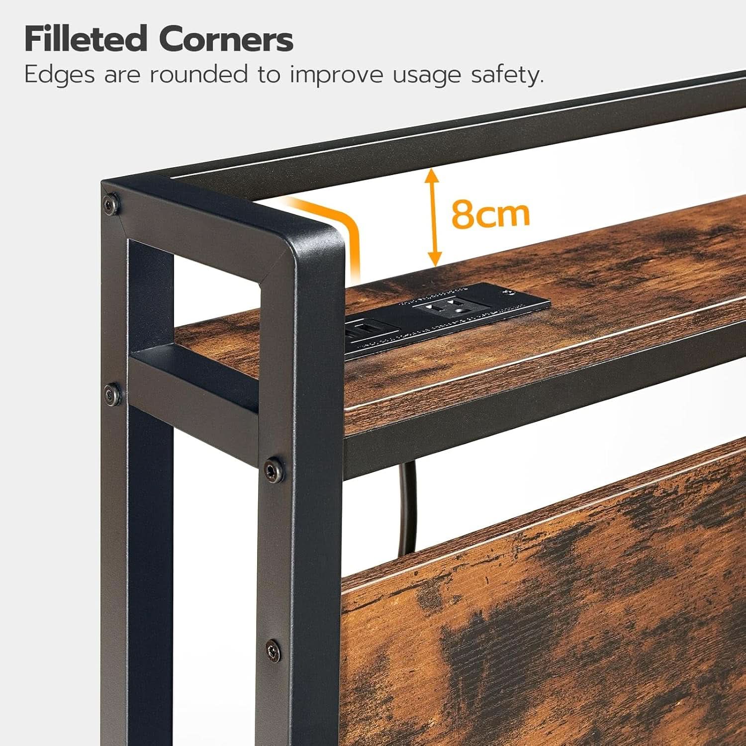 King Size Headboard with USB Ports and Storage Rack