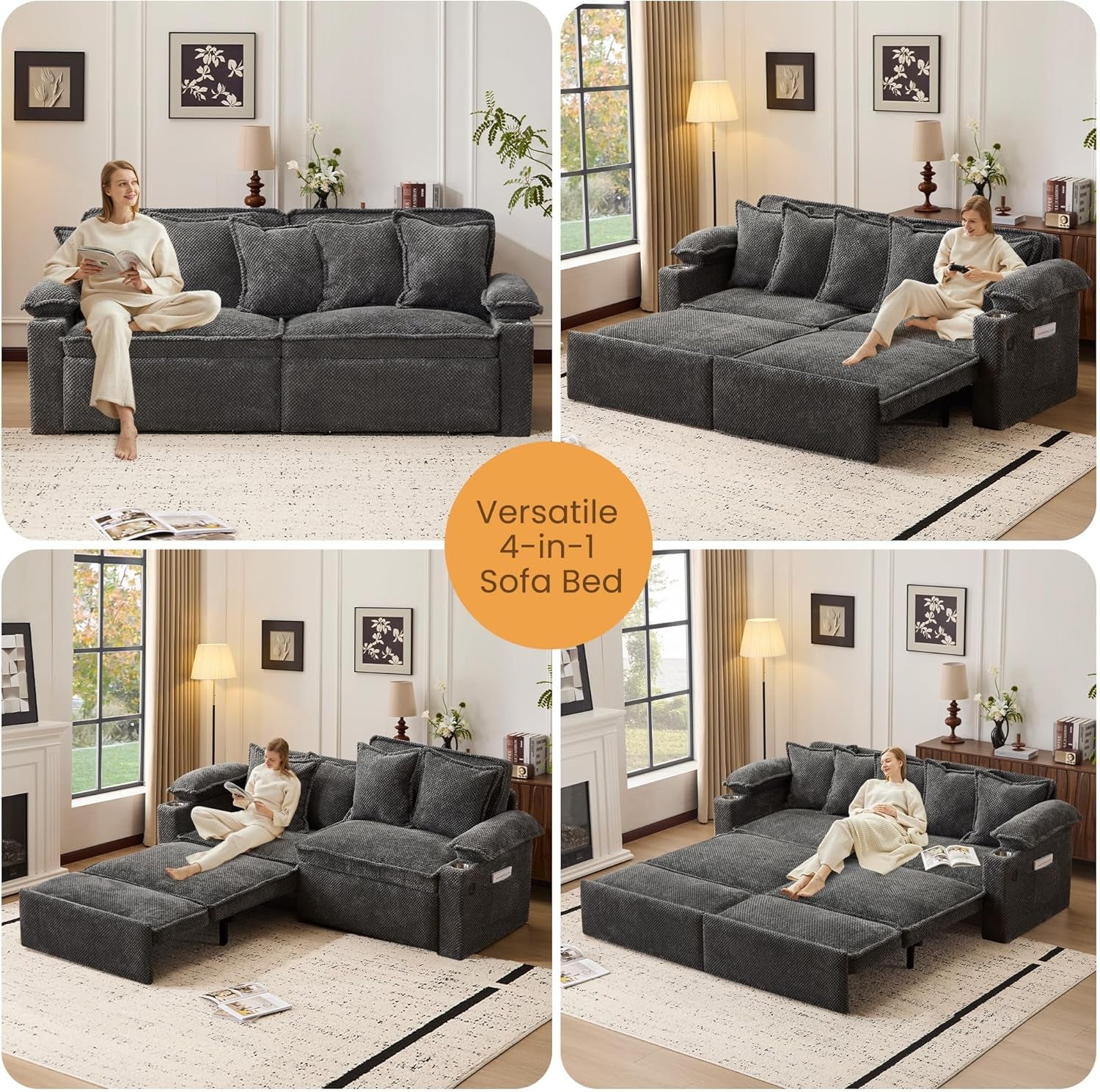 King Size Premium Grade Convertible Sleeper Sofa USB