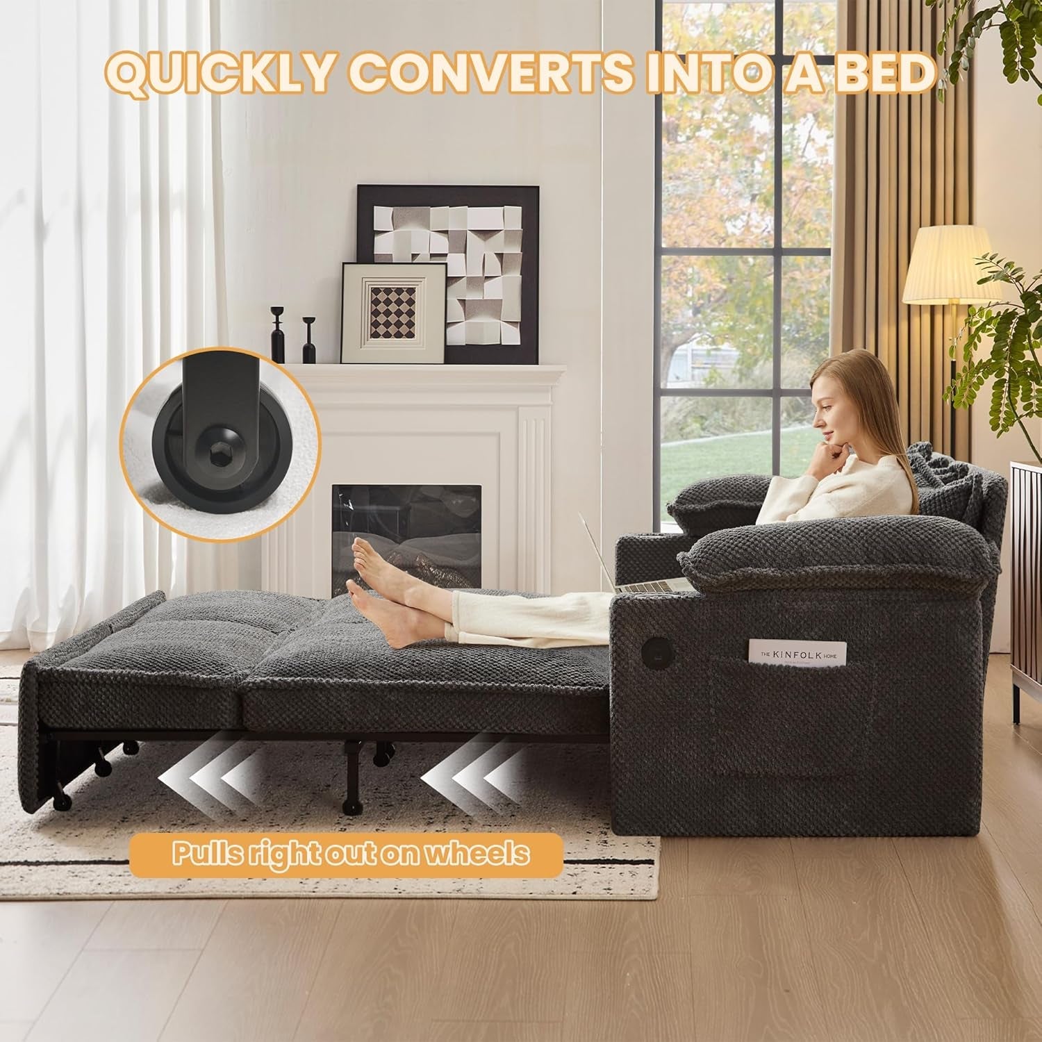 King Size Premium Grade Convertible Sleeper Sofa USB