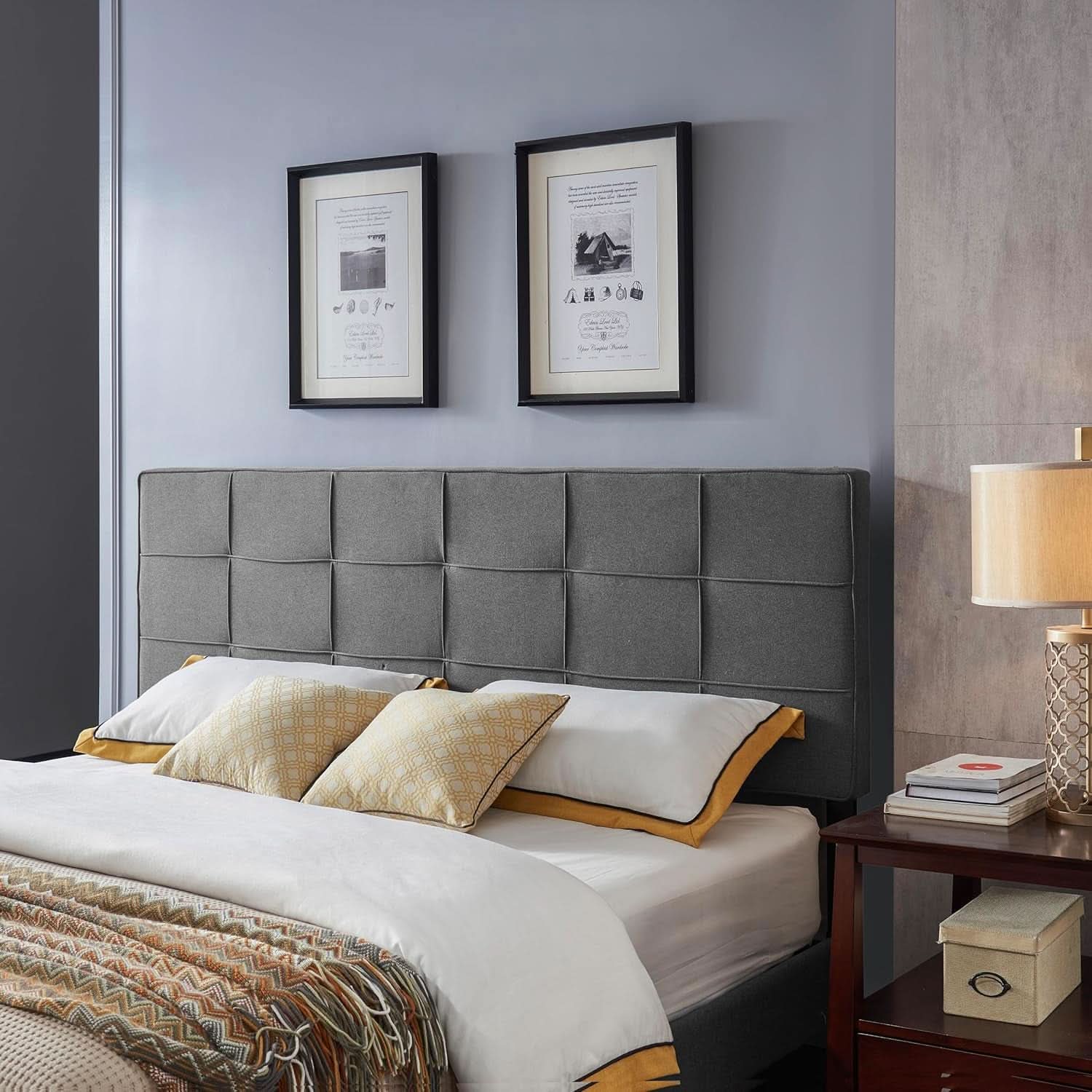 King Size Upholstered Headboard with Adjustable Modern Design