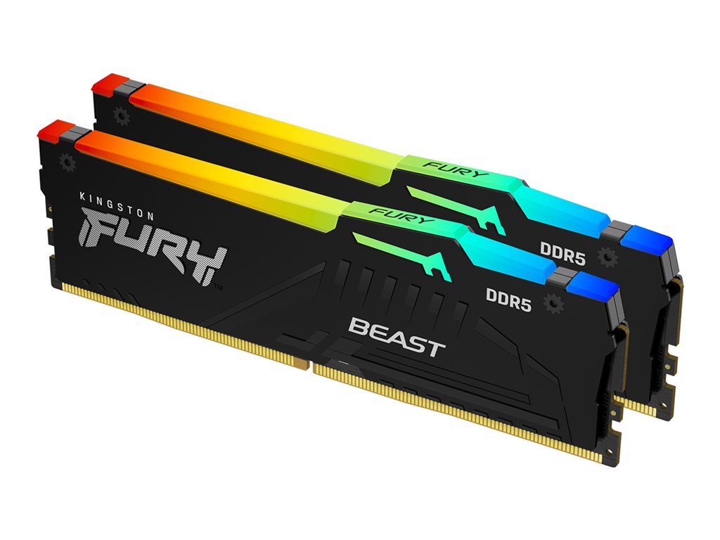 Kingston FURY Beast RGB - DDR5 - kit - 32 GB: 2 x 16 GB - DIMM 288-pin - 6000 MHz / PC5-48000 - CL30 - 1.4 V - unbuffered - on-die KF560C30BBEAK2-32