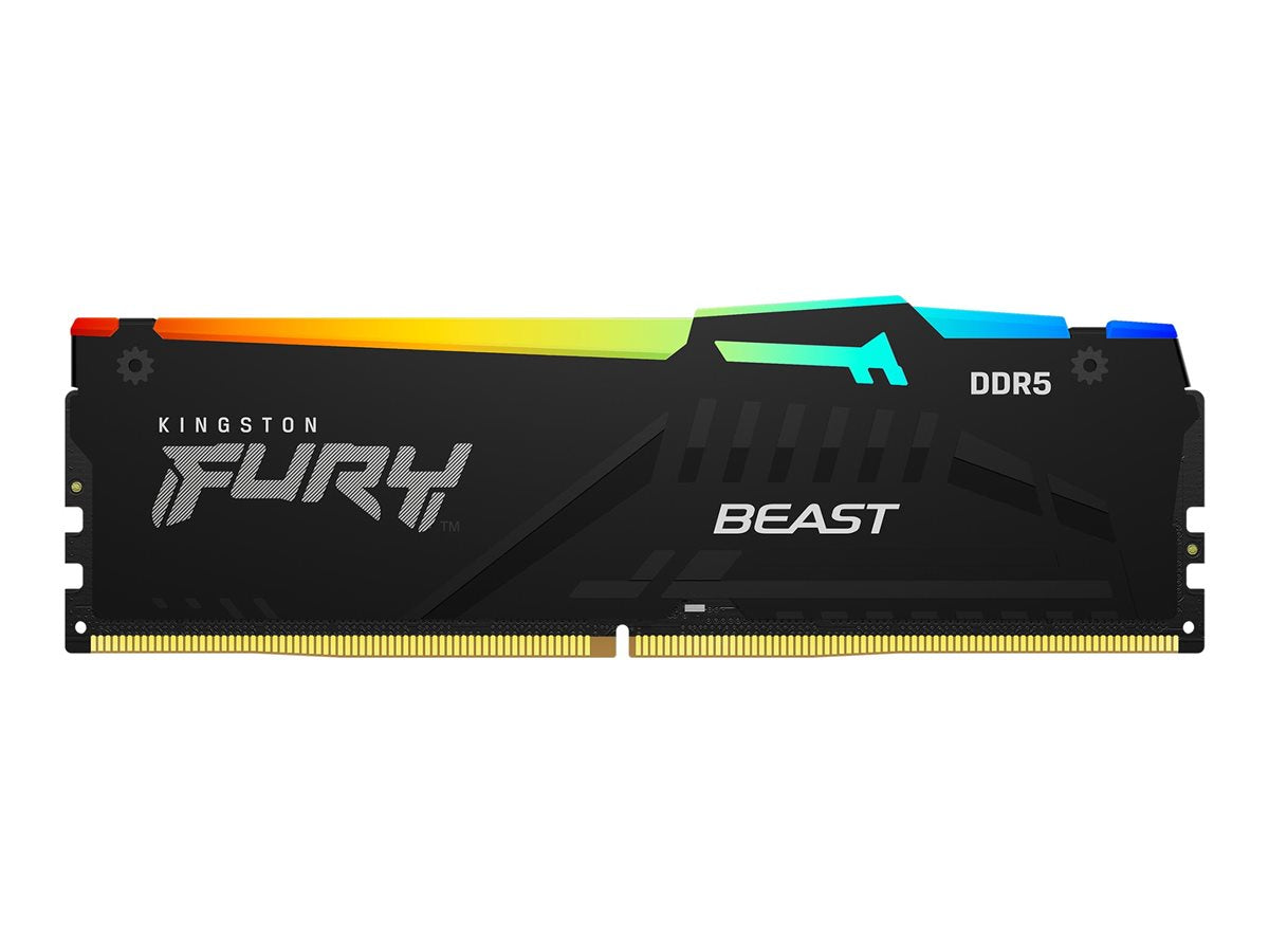 Kingston FURY Beast RGB - DDR5 - module - 16 GB - DIMM 288-pin - 6400 MHz / PC5-51200 - CL32 - 1.4 V - unbuffered - on-die ECC KF564C32BBA-16