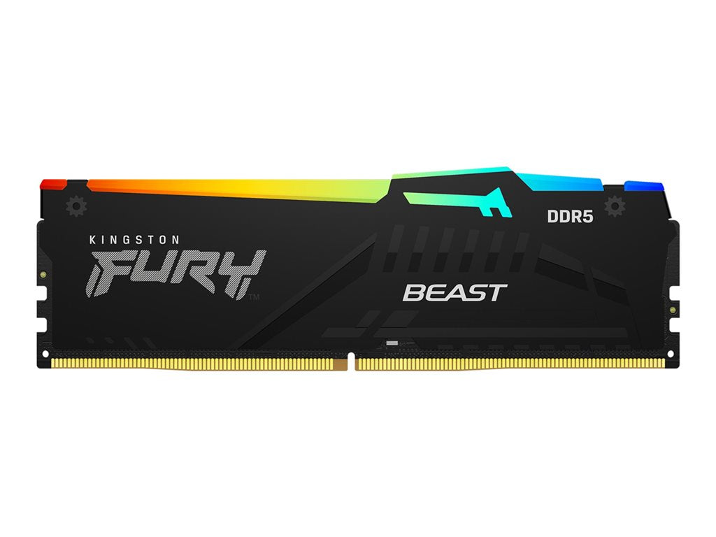 Kingston FURY Beast RGB - DDR5 - module - 32 GB - DIMM 288-pin - 6400 MHz / PC5-51200 - CL32 - 1.4 V - unbuffered - on-die ECC KF564C32BBEA-32