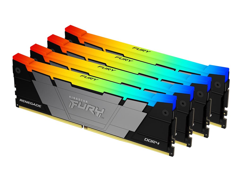 Kingston FURY Renegade RGB - DDR4 - kit - 32 GB: 4 x 8 GB - DIMM 288-pin - 3200 MHz / PC4-25600 - CL16 - 1.35 V - unbuffered KF432C16RB2AK4/32
