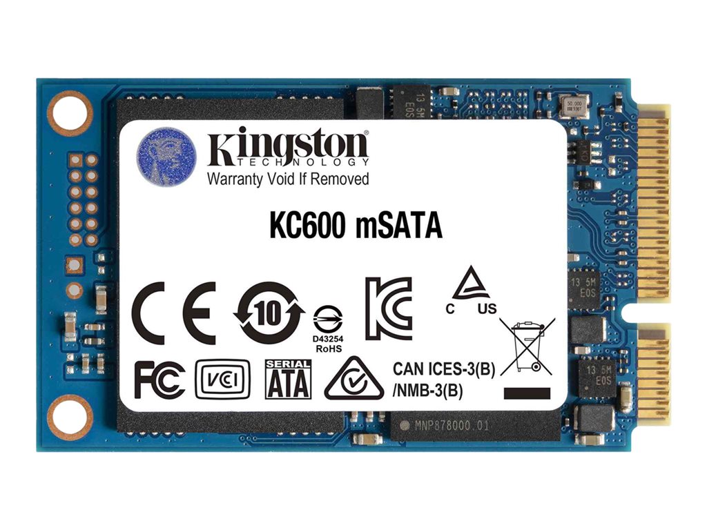 Kingston KC600 - SSD - encrypted - 256 GB - internal - mSATA - SATA 6Gb/s - 256-bit AES-XTS - TCG Opal Encryption 2.0, Self-Encrypting SKC600MS/256GBK