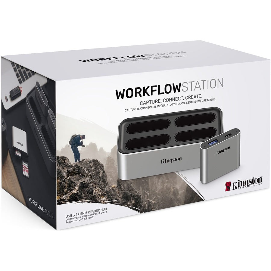 Kingston Technology Workflow Station Wired Usb 3.2 Gen 2 (3.1 Gen 2) Type-C Black, Silver