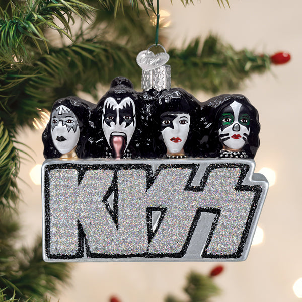 Kiss Band Glass Ornament