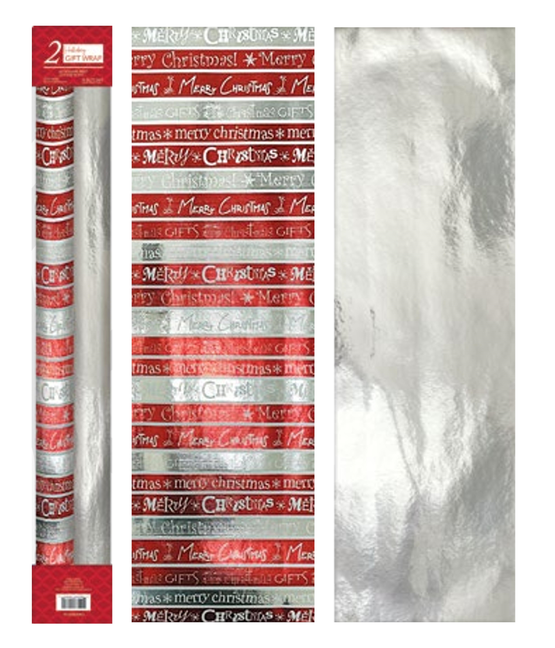Kraft Embossed Foil Roll Wrap 2 Pack - Holiday Sentiments