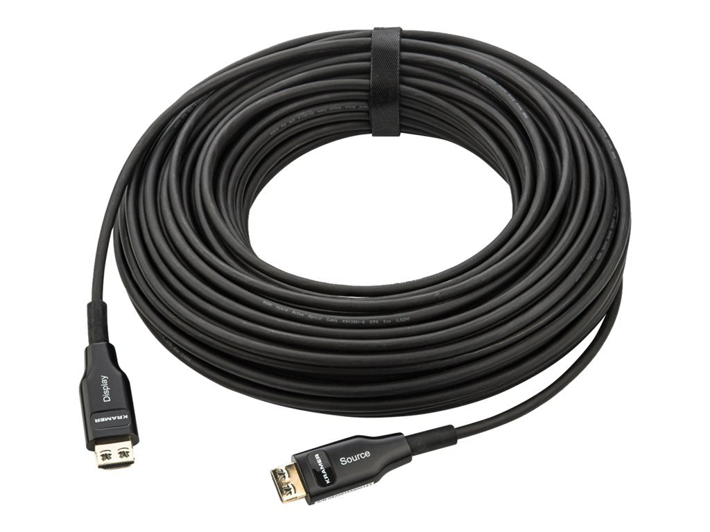 Kramer CLS-AOCH/60F - High Speed - HDMI cable - HDMI male to HDMI male - 295 ft - hybrid copper/fiber optic - black - halogen-free, 97-04160295