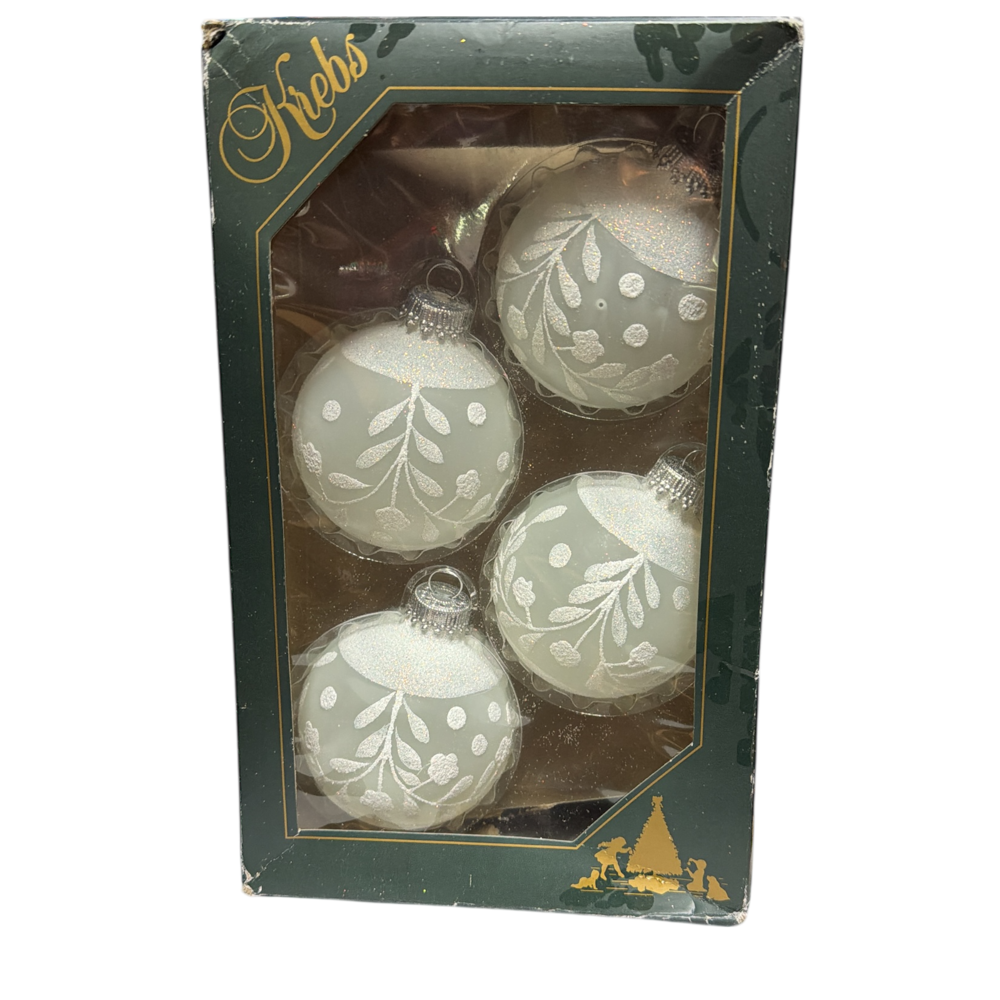 Krebs Glass Ornament 4 pack - Elegant Frosted White