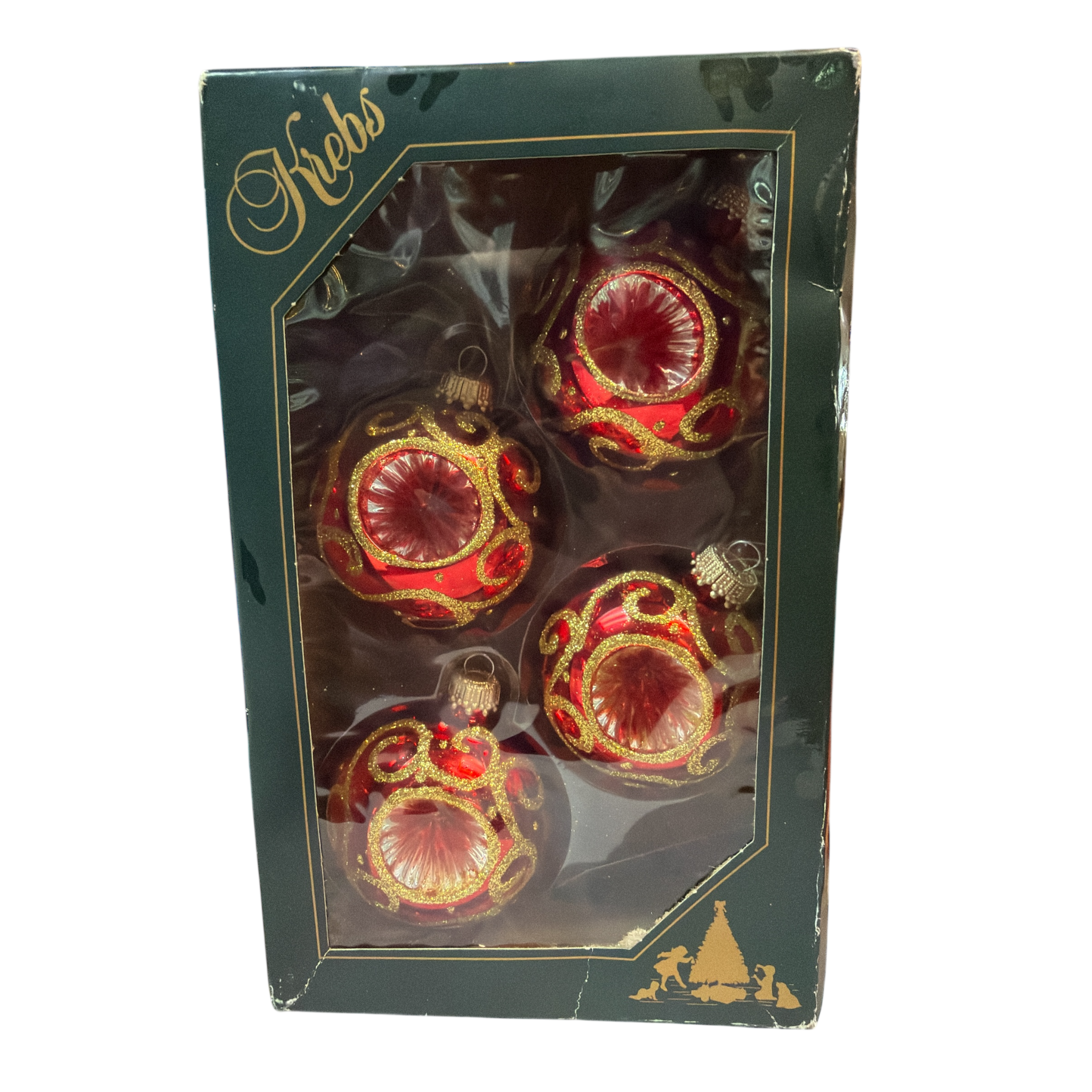 Krebs Glass Ornament 4 pack - Red Reflective