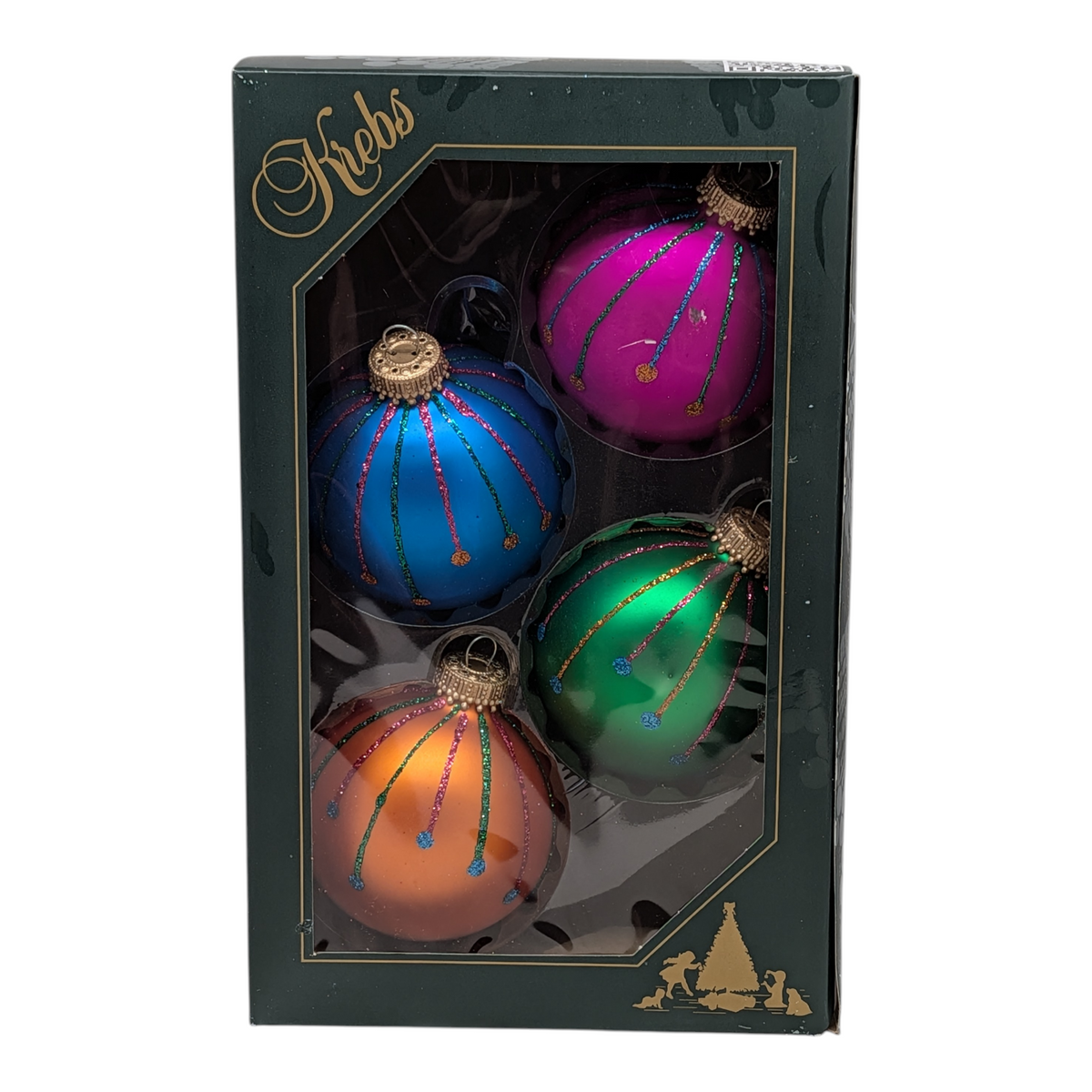 Krebs Value Glass Ornament 4 pack - Neon Drip