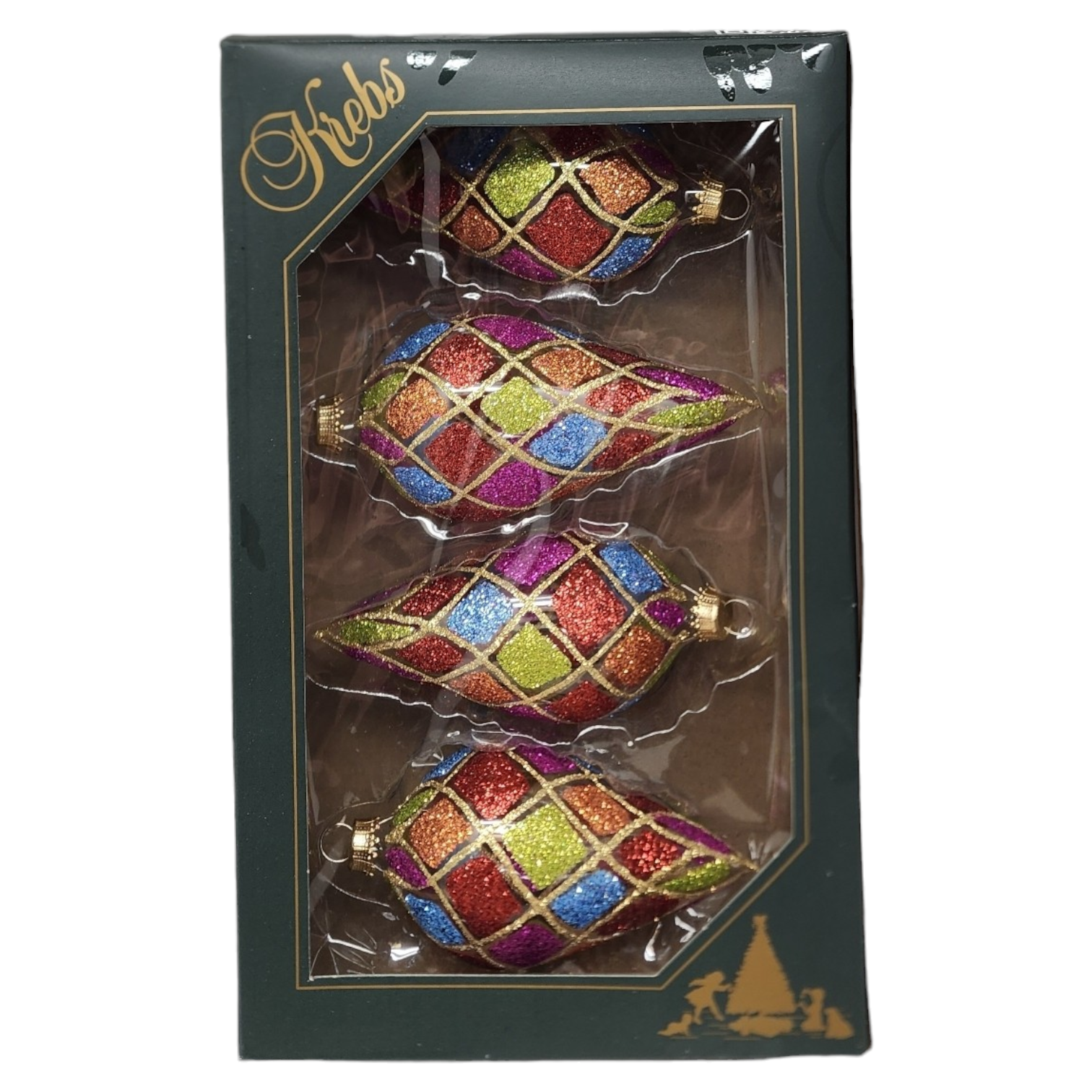 Krebs Value Glass Teardrop 4 pack - Peacock Patchwork