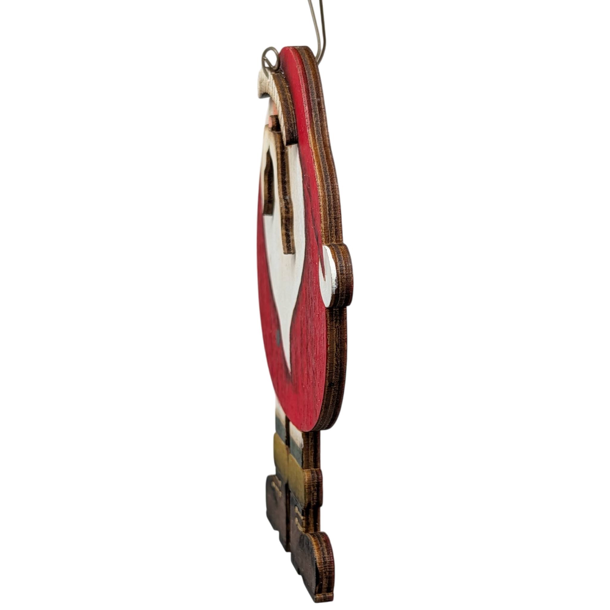 Kris Kringle's Classic Charm: Hand-Painted Plywood Ornament