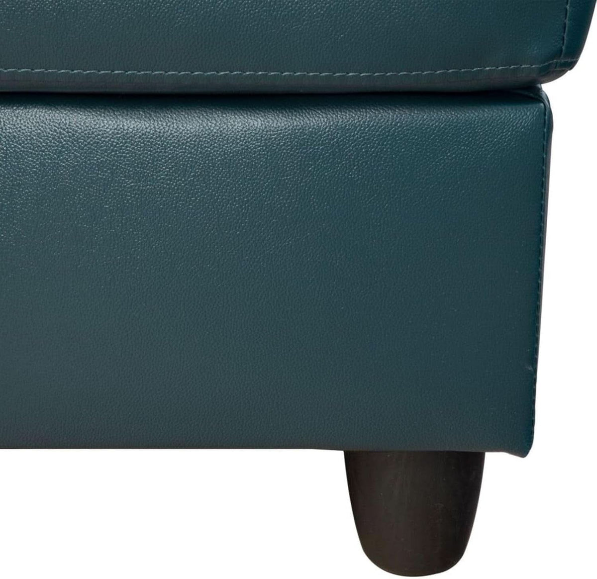 L Shaped 3 Piece PU Leather Sofa Set Peacock Blue Ottoman
