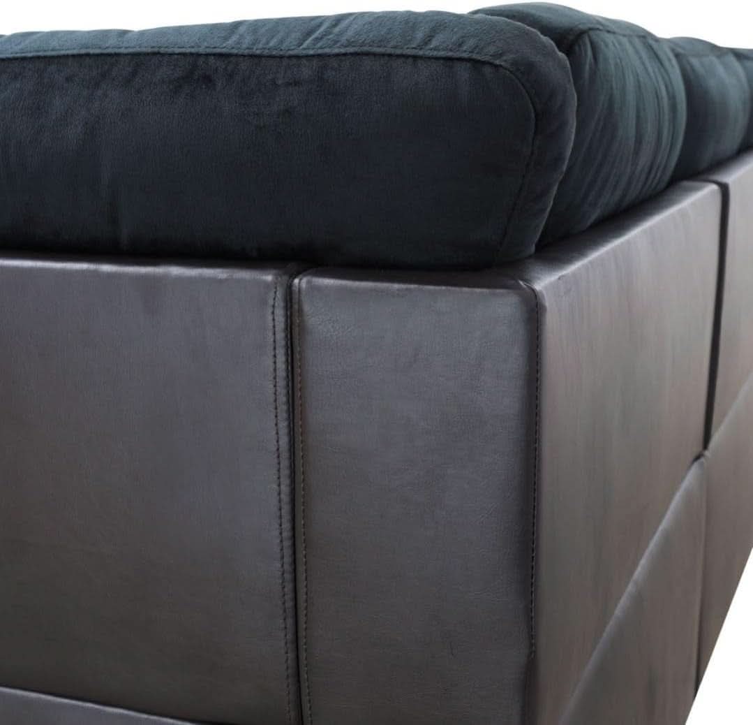 L Shaped 3 Piece Sofa Set With Storage Ottoman Dark Blue