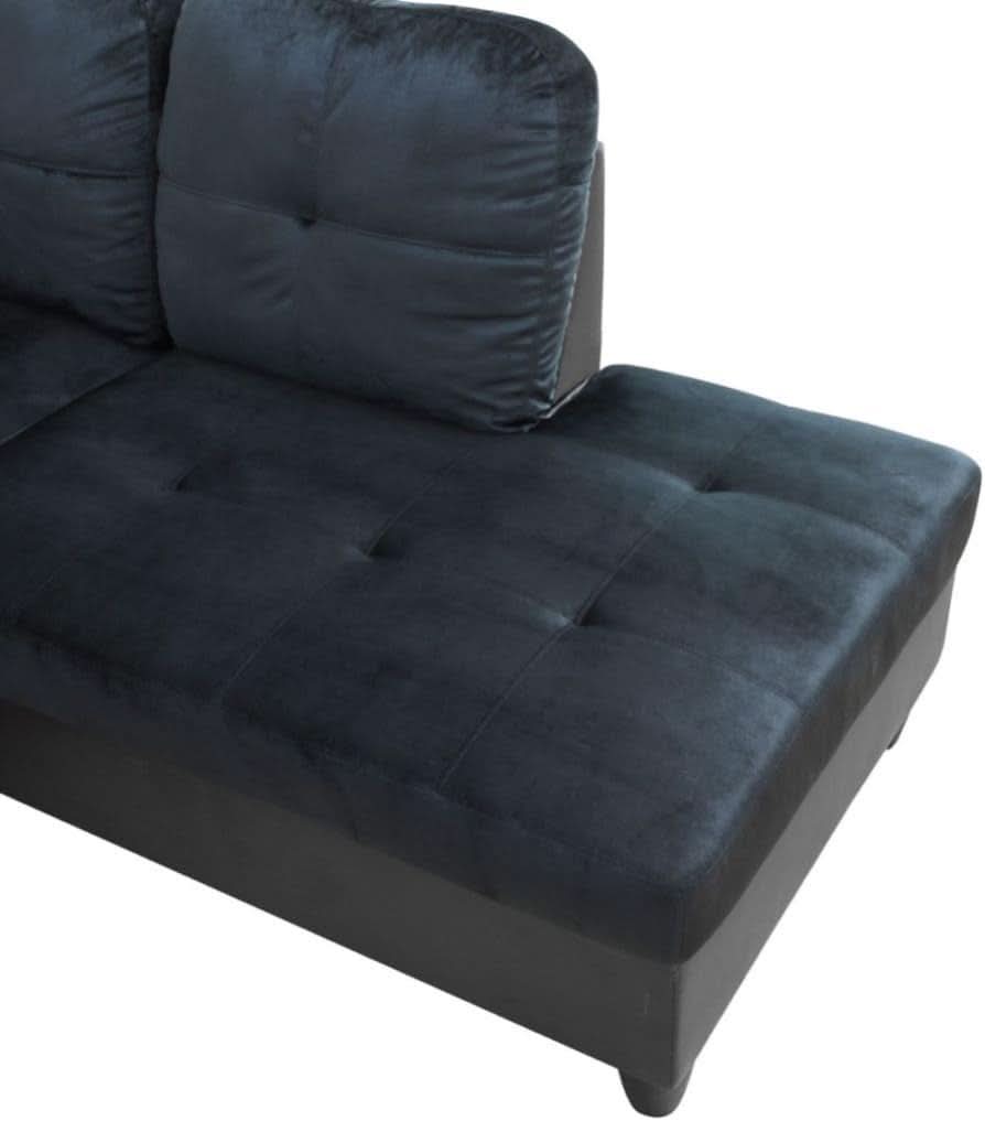L Shaped 3 Piece Sofa Set With Storage Ottoman Dark Blue