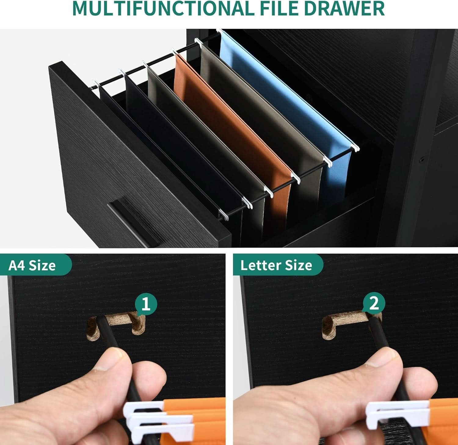 L Shaped Adjustable Standing Desk with File Drawer