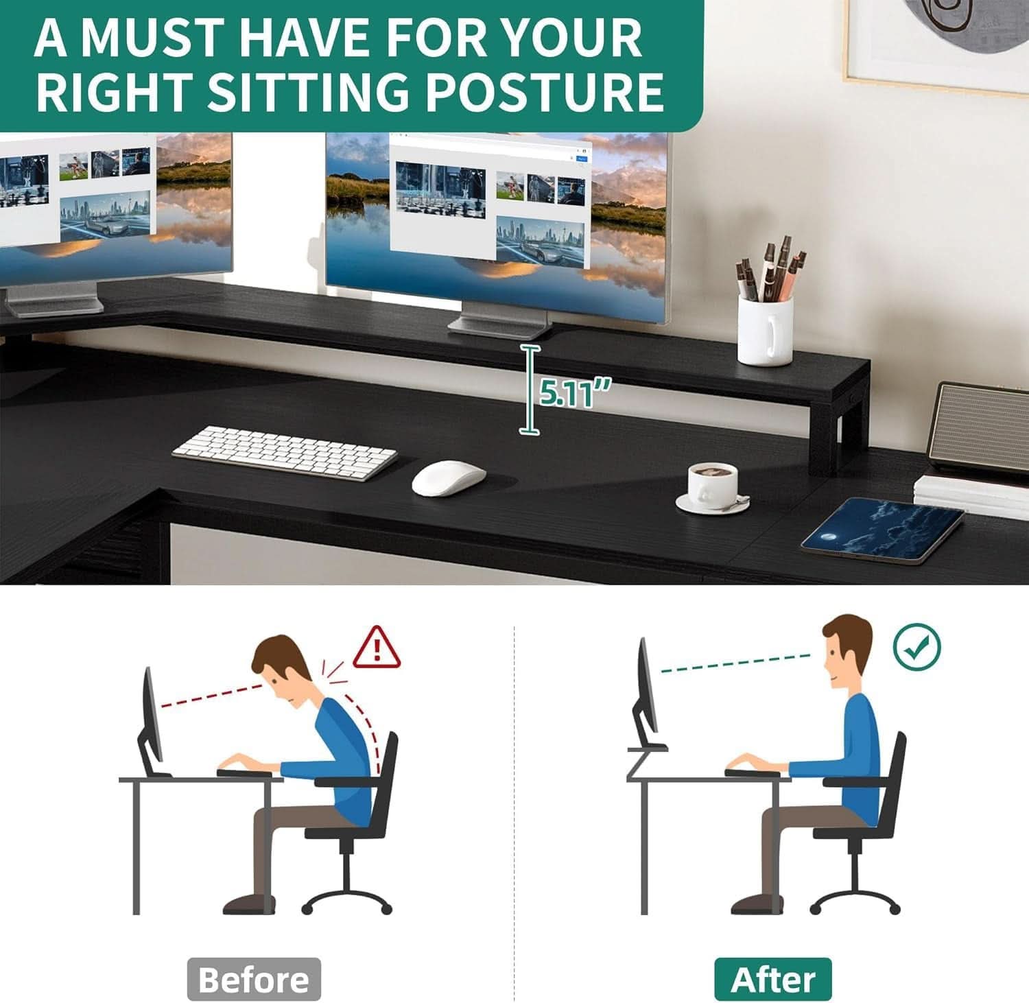 L Shaped Adjustable Standing Desk with File Drawer