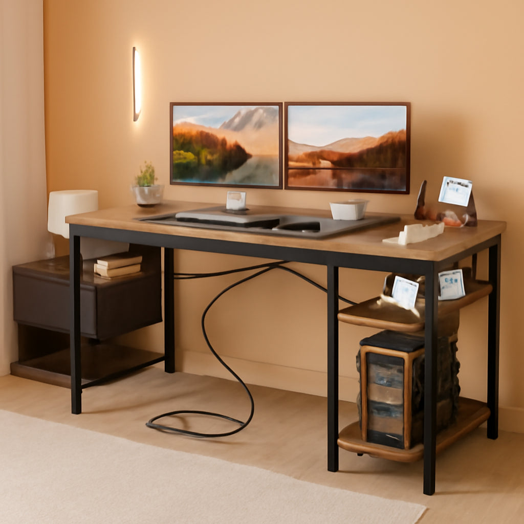 L Shaped Compact Computer Desk 47 Inch With Power Outlets