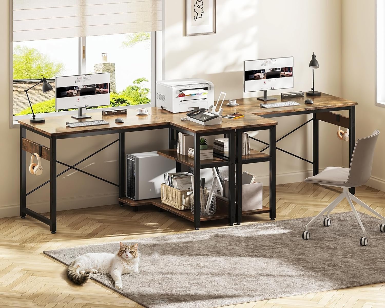 L Shaped Computer Desk 40 Inch With Storage Shelves