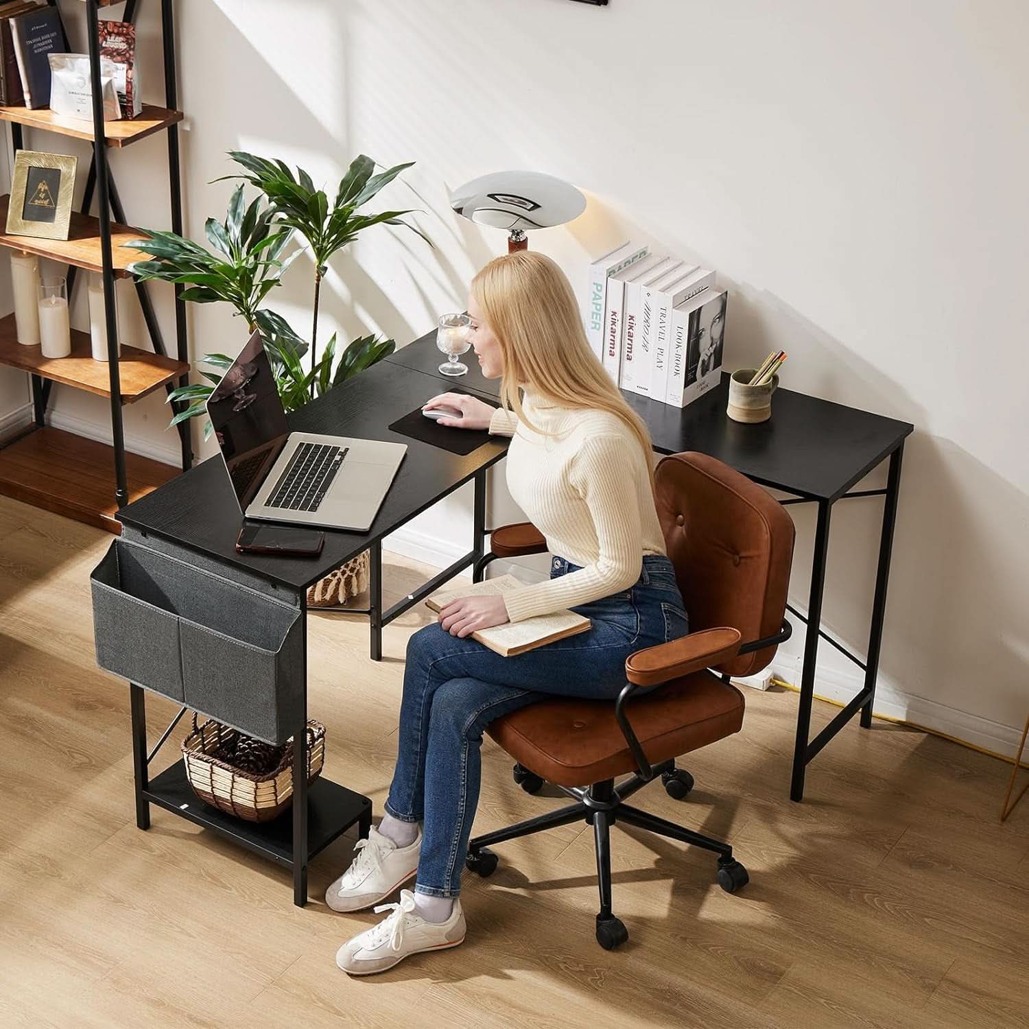 L Shaped Computer Desk 50 Inch Black Corner Home Office