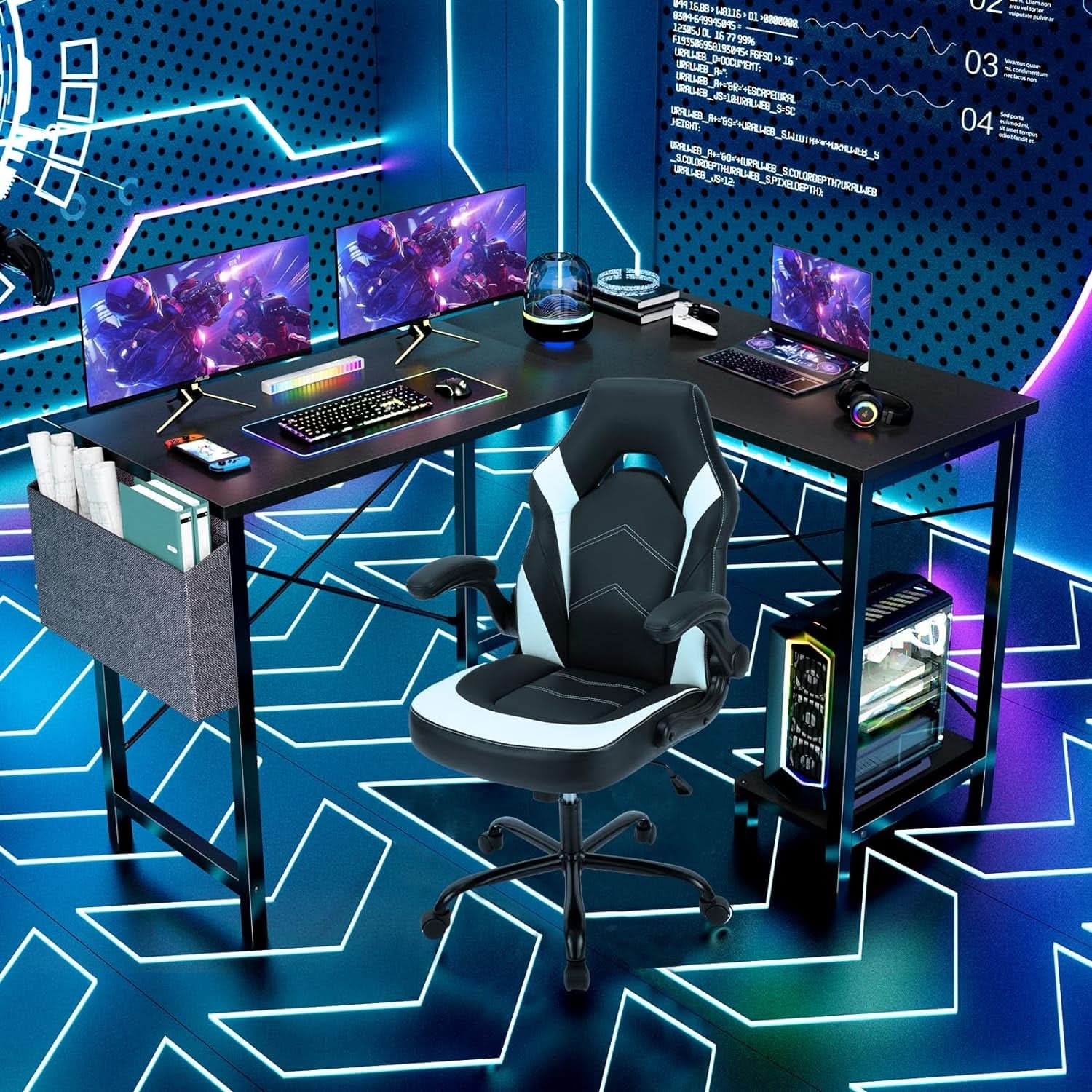 L Shaped Computer Desk 50 Inch Black Corner Home Office