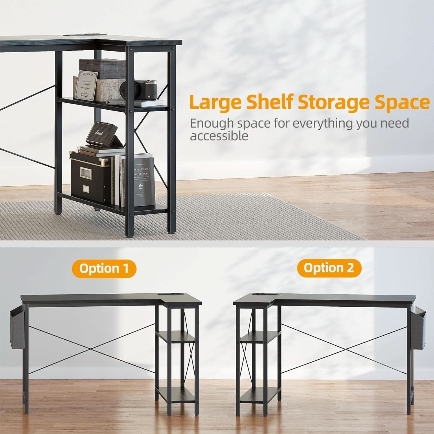 L Shaped Computer Desk With Power Outlets 47 Inch Corner