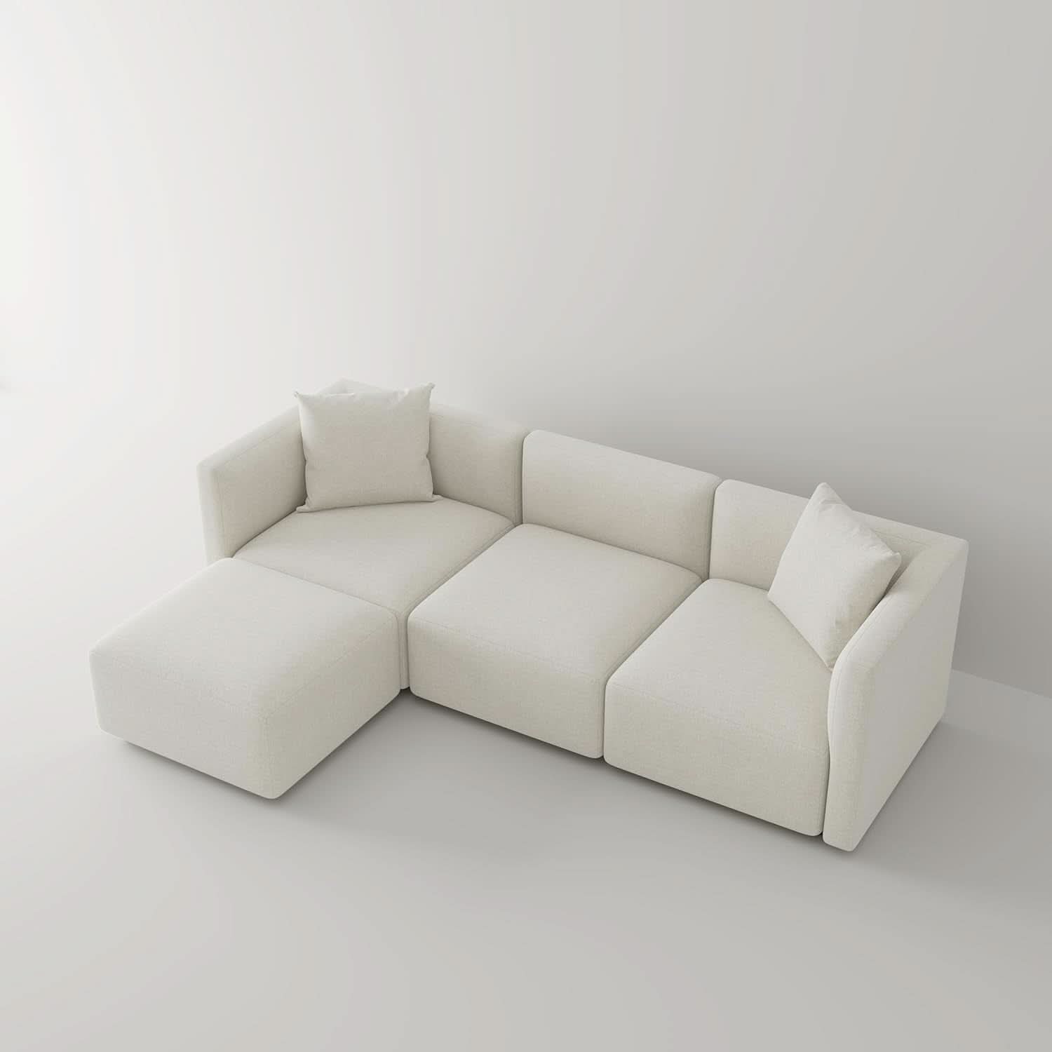 L Shaped Convertible Modular Sectional Sofa Cream Chaise