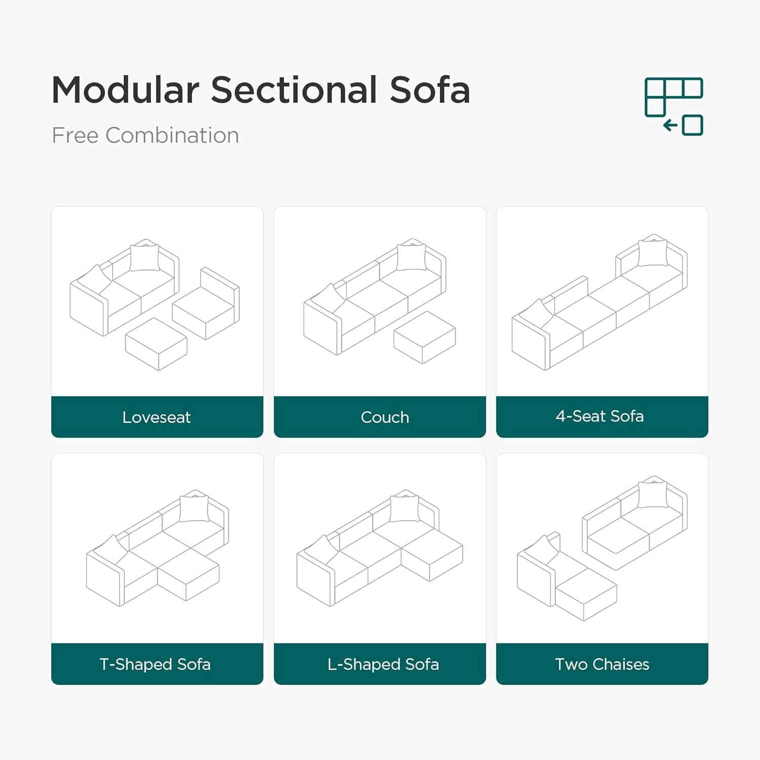 L Shaped Convertible Modular Sectional Sofa Cream Chaise