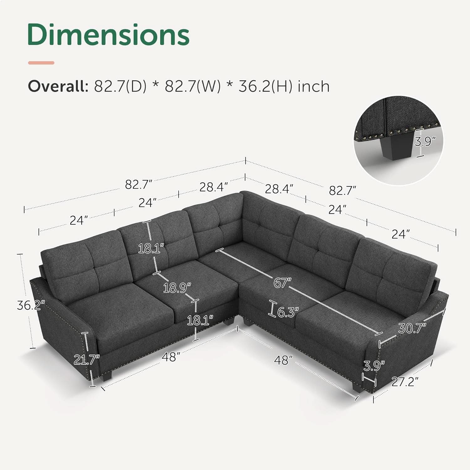 L Shaped Convertible Sectional Sofa for Small Spaces