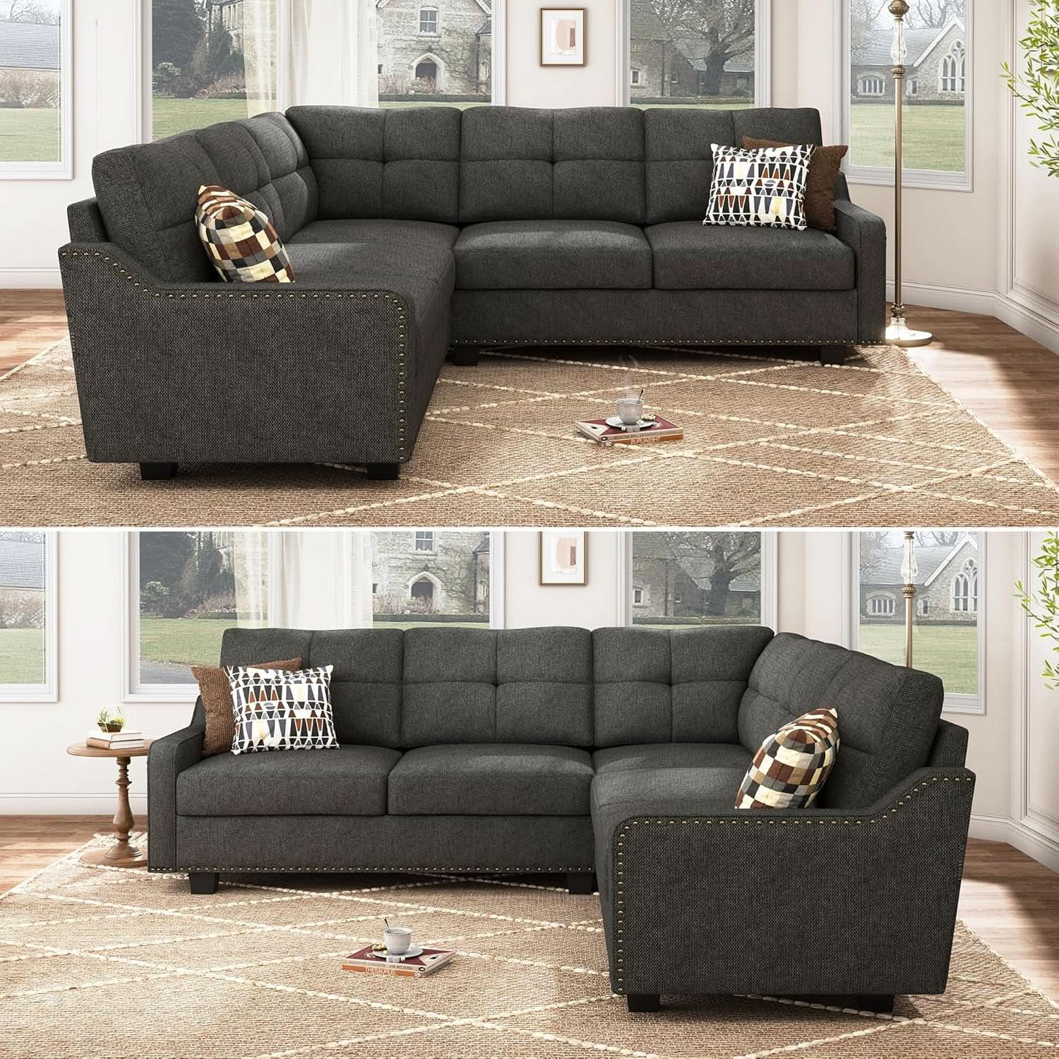 L Shaped Convertible Sectional Sofa for Small Spaces