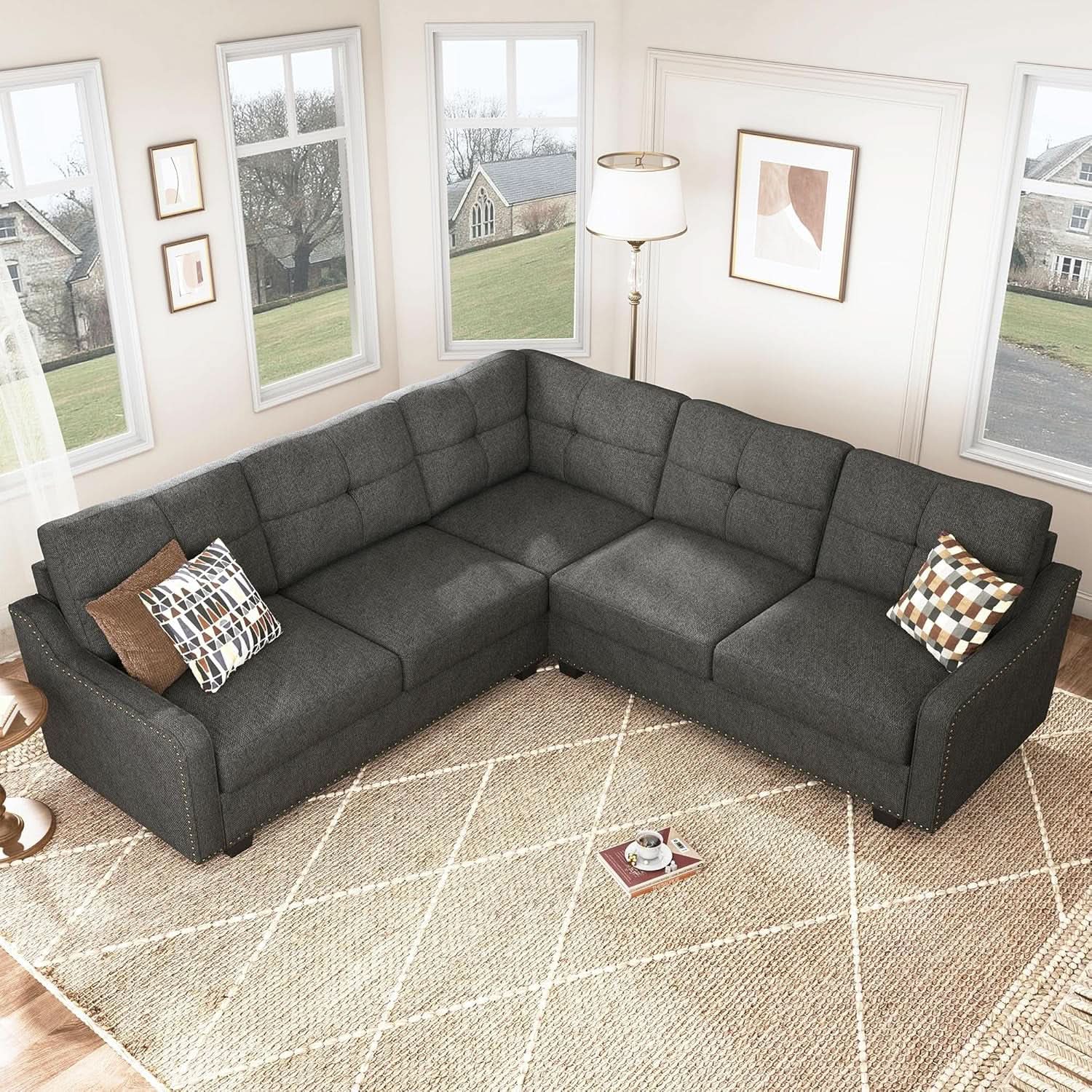 L Shaped Convertible Sectional Sofa for Small Spaces