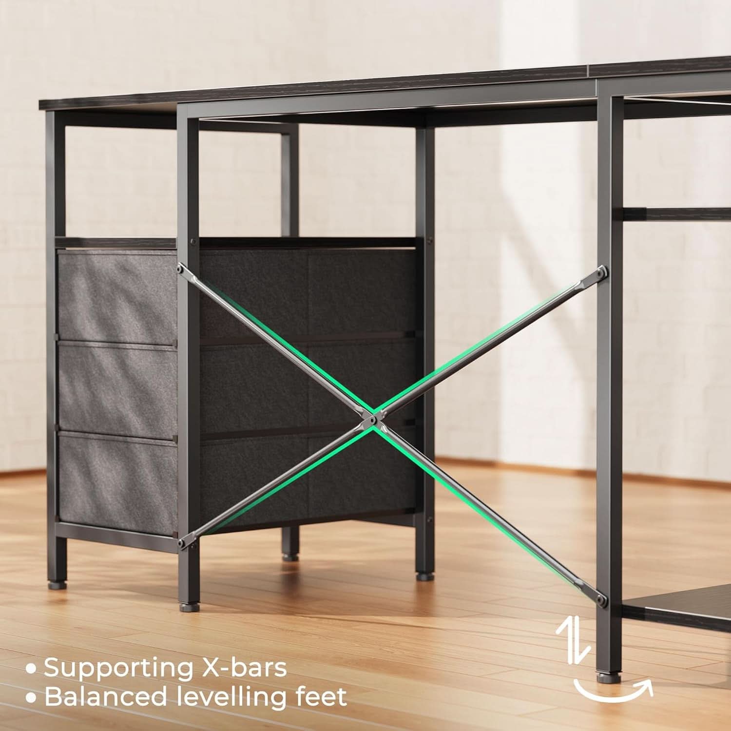 L Shaped Desk 47 Inch With Power Outlets And Ample Storage