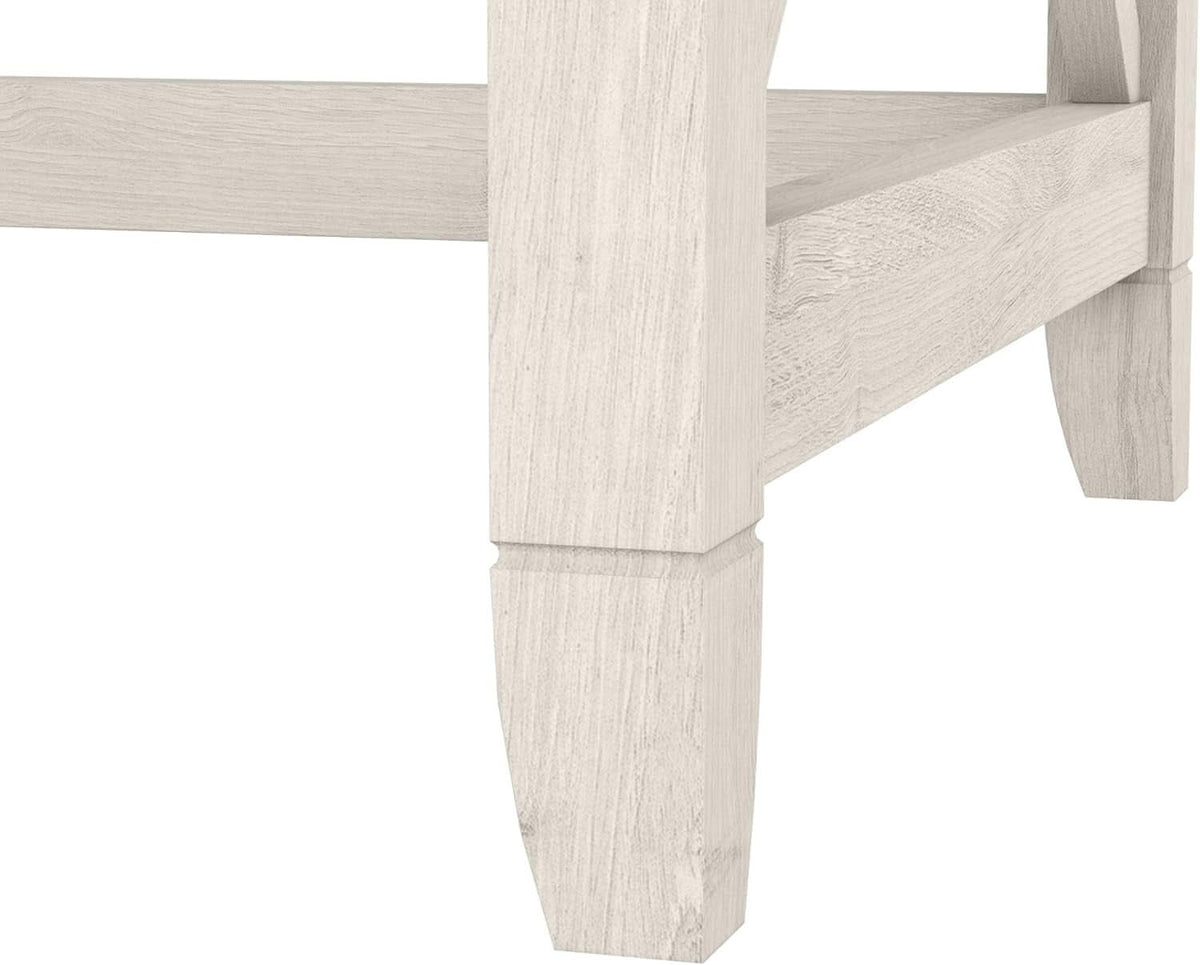 L-Shaped Desk 60W Linen White Oak Modern Farmhouse